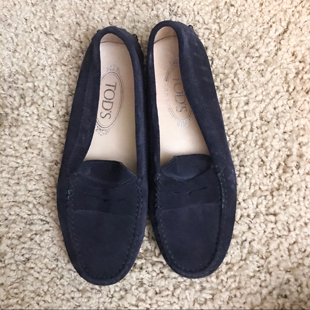 Tods Navy Suede Shoe Size 35.5